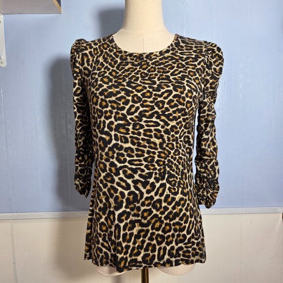 Bailey 44 Tops - Bailey / 44 Medium Classic Animal Print Scrunched 3/4 Sleeve Lightweight Tee